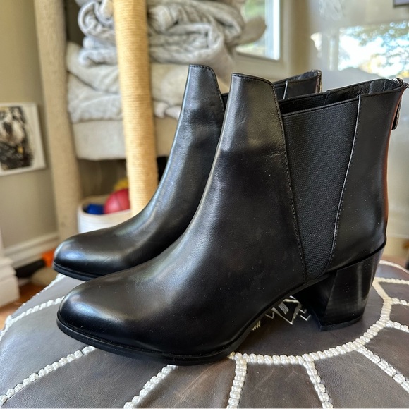 Black Leather Booties. “Daria” by Matiko - Picture 1 of 6